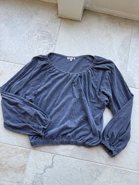 Mossimo Supply Co. Heather Charcoal Scoop-Neck Long Sleeve Top